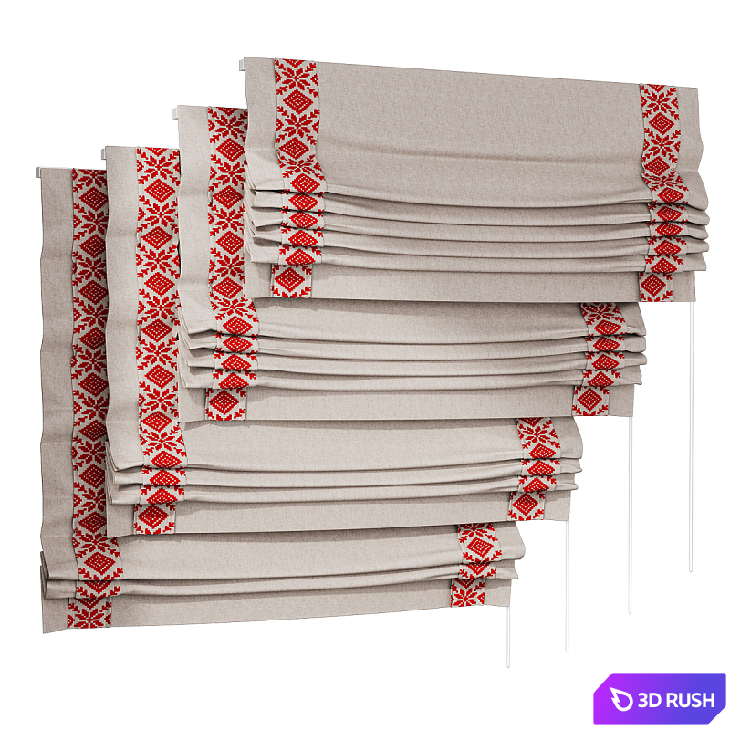 Roman blind with Russian ornament wide 160cm (22) 3D Model Corona