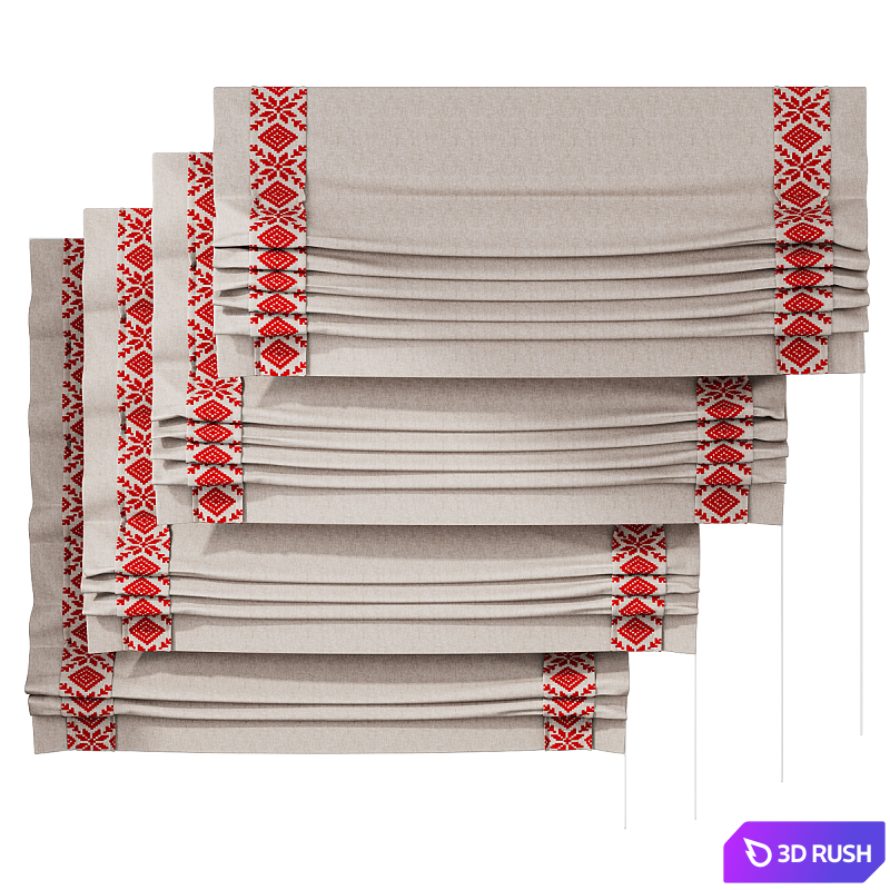 Roman blind with Russian ornament wide 160cm (22) 3D Model Corona