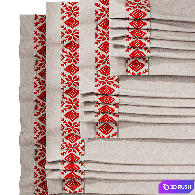 Roman blind with Russian ornament wide 160cm (22) 3D Model Corona