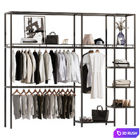 Clothes, wardrobe, rack for clothing store