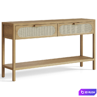 Classic Rattan and Wood Console