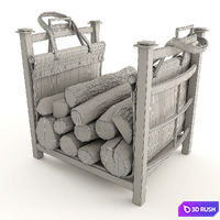 Firewood for fireplace 3D Model Vray