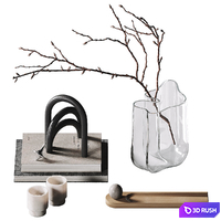 Decorative coffee table set 41 3D Model Vray, Corona