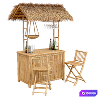 Beach Bamboo Bar with bottles and glasses