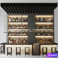 Design project of a bar with wine and sparkling. Alcohol collection. Bar