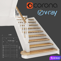 Classic two-march staircase with staggered steps