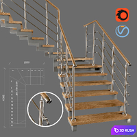 Contemporary corner staircase with staggered steps