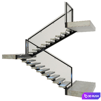 Ladder made of concrete, metal and glass with backlight illuminated PROFI LED IP44