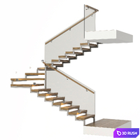 Stairs with a landing platform - made of wood, glass and metal with illumination PROFI LED IP44