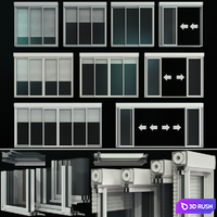 Sliding stained glass doors with roller shutters