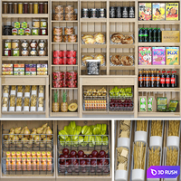 Showcase in a supermarket with products, juices and spices 5