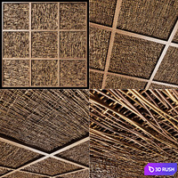 Ceiling wood thin branch beam n2 / Wooden ceiling made of thin branches on beams