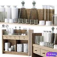Mira restaurant cabinet with dishes V4 / Wooden sideboard with dishes