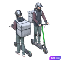 Delievery man on an electric scooter