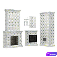 Fireplaces and stove with Provence tiles