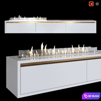 Wall-mounted TV stand with built-in bio fireplace