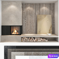Decorative wall with fireplace set 03