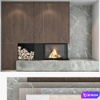 Decorative wall with fireplace set 04