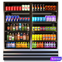 Showcase in a supermarket with lemonades, juices and energy drinks 8