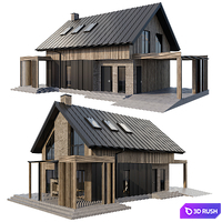 Two-story cottage with a fireplace on the terrace and a carport