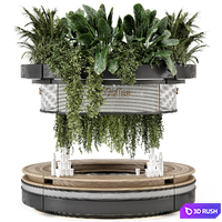 Coffee Reception Desk With Plants - Restaurant Set 1815