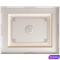 Modern coffered illuminated ceiling set Art Deco style