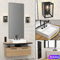 Wash basin with mirror.