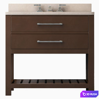 HUTTON 2-DRAWER SINGLE WASHSTAND 3D Model Vray, Corona