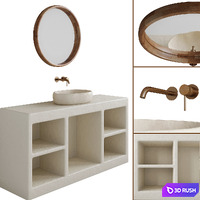 Limestone sink LM-1003 on a clay cabinet
