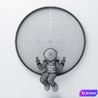 Astronaut Wall Light 3D Model Vray