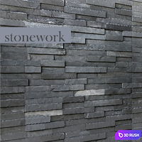 Decorative stone, wall decor wild black slate in loft style, tiles 3D Model Vray
