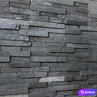 Decorative stone, wall decor wild black slate in loft style, tiles 3D Model Vray