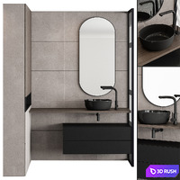 Bathroom Set Concrete and Black - Set 38