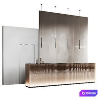 Brown glass reception with backlight 3D Model Vray, Corona