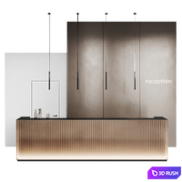 Brown glass reception with backlight 3D Model Vray, Corona