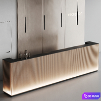 Brown glass reception with backlight 3D Model Vray, Corona