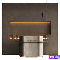 Small minimalistic reception desk in metal 2 3D Model Vray, Corona