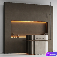 Small minimalistic reception desk in metal 2 3D Model Vray, Corona