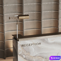 Beige marble hotel reception 3D Model Vray, Corona