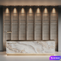 Beige marble hotel reception 3D Model Vray, Corona