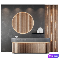 Reception desk natural wood 3D Model Vray, Corona