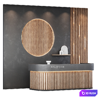 Reception desk natural wood 3D Model Vray, Corona