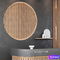 Reception desk natural wood 3D Model Vray, Corona