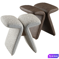 Butterfly stool leather and boucle