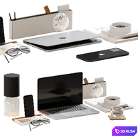 Decorative set on the desktop 3D Model Vray, Corona