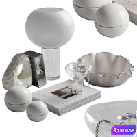 Decorative set White 3D Model Vray, Corona