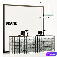 Glass block reception, clothing store cash register, service counter 3D Model Corona