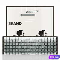 Glass block reception, clothing store cash register, service counter 3D Model Corona