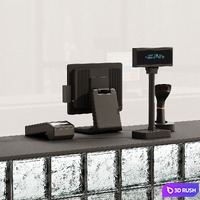 Glass block reception, clothing store cash register, service counter 3D Model Corona