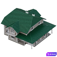 Two-story house in a classic style with facade stucco and columns 3D Model Corona